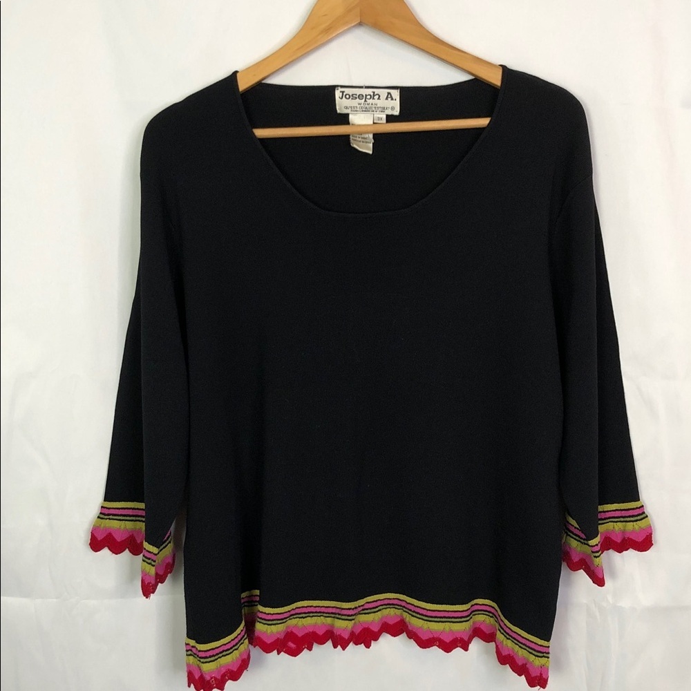 Joseph A. Qu'est-CeQuec’ Estsilk? 3/4 Sleeve Minimalist Sweater Top Sz 3X